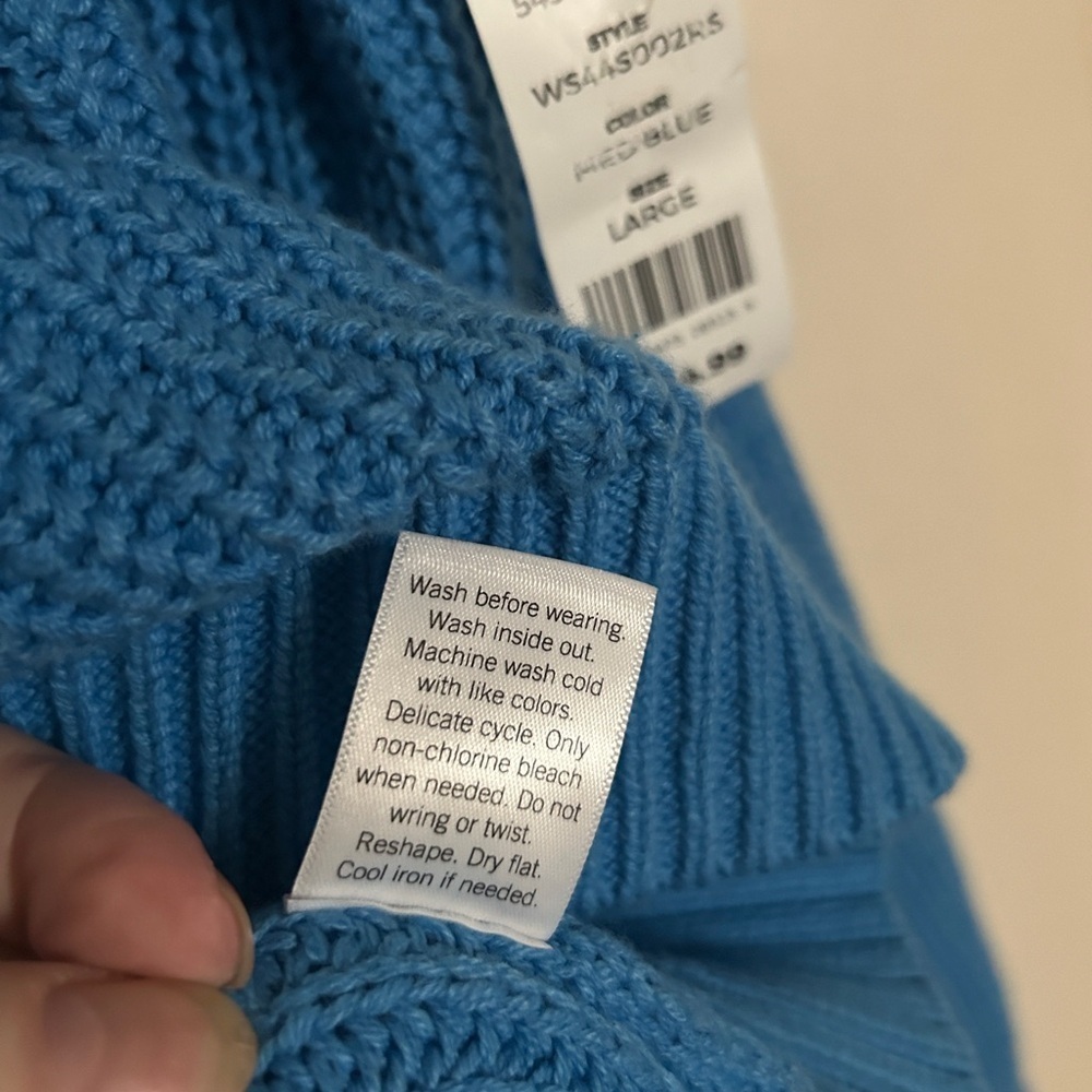 NWT Sonoma Vibrant Blue V-Neck Sweater Sz L​​​ - Picture 4 of 16